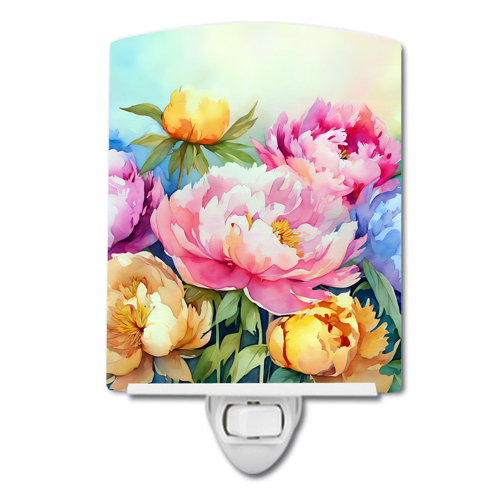 Buy this Peonies in Watercolor Ceramic Night Light