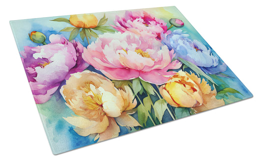 Buy this Peonies in Watercolor Glass Cutting Board