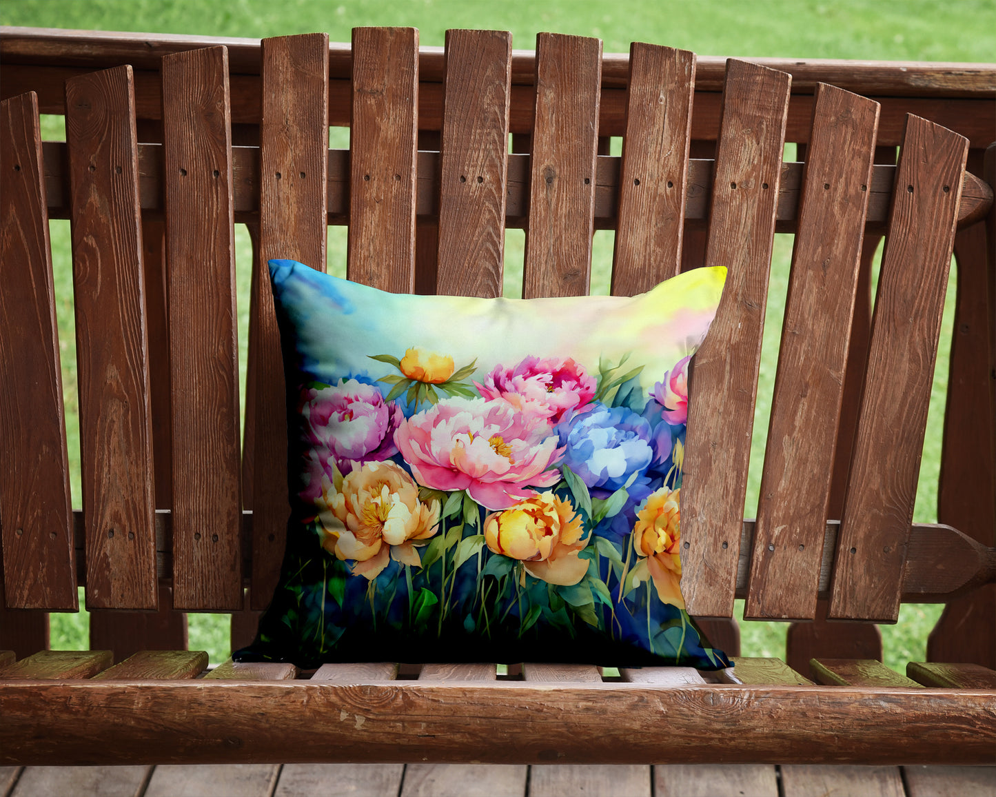 Peonies in Watercolor Throw Pillow