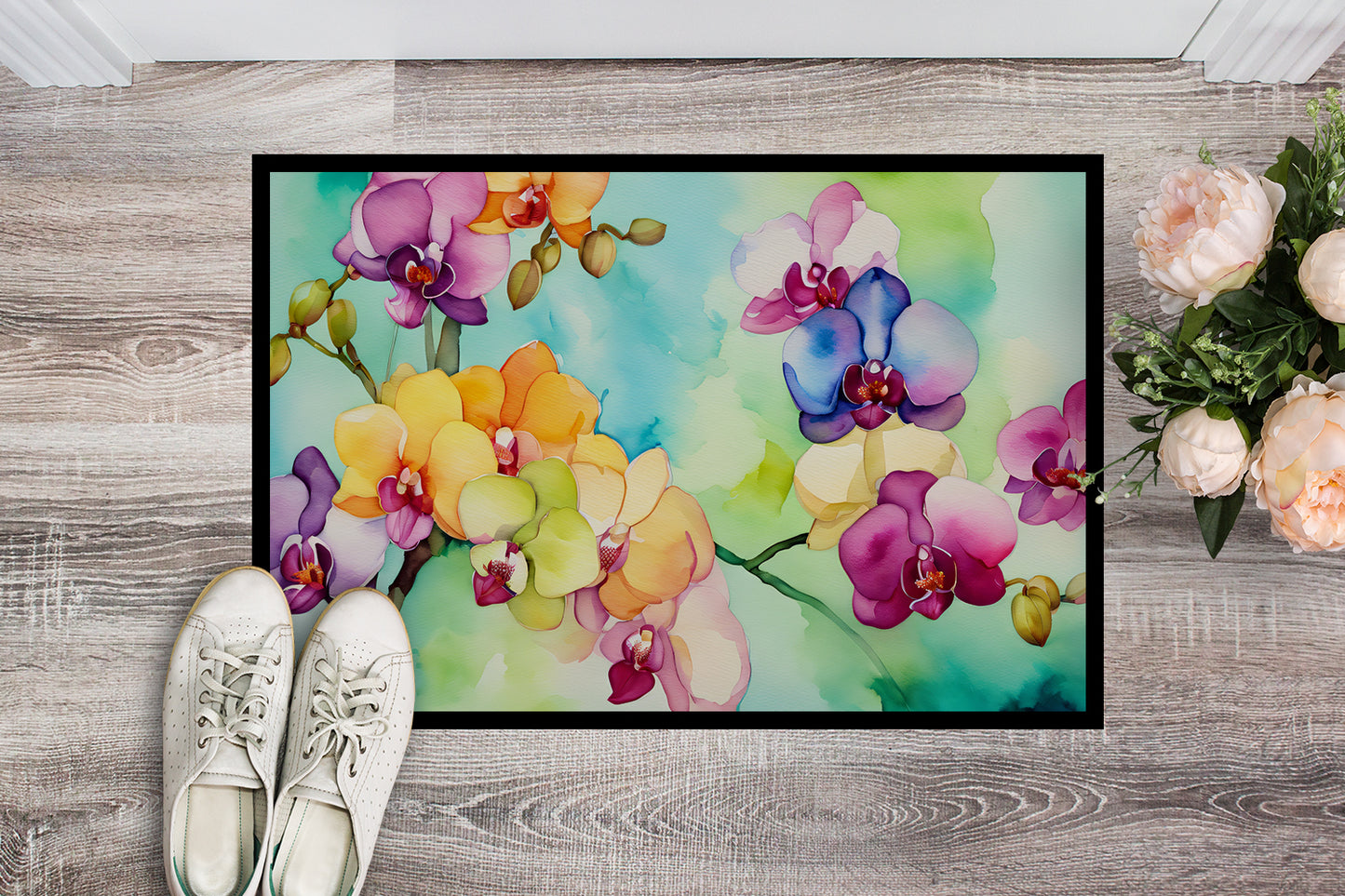 Orchids in Watercolor Doormat