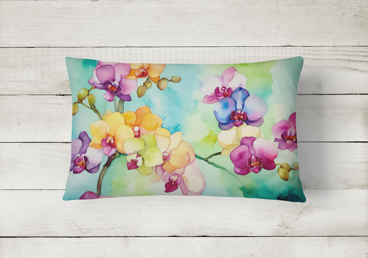 Orchids in Watercolor Throw Pillow