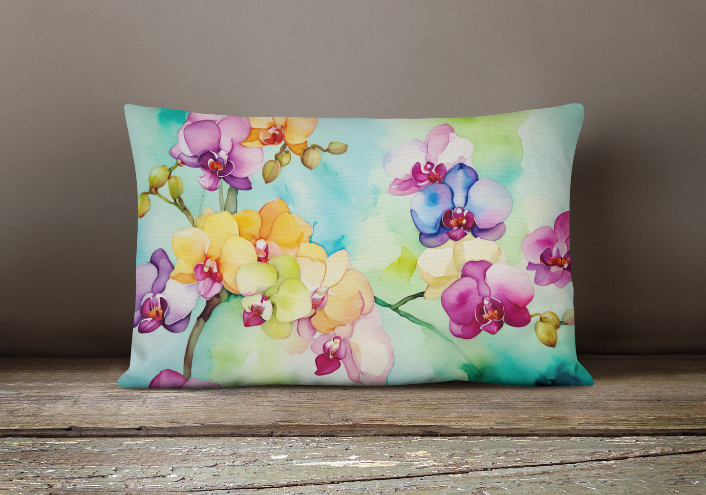 Orchids in Watercolor Throw Pillow