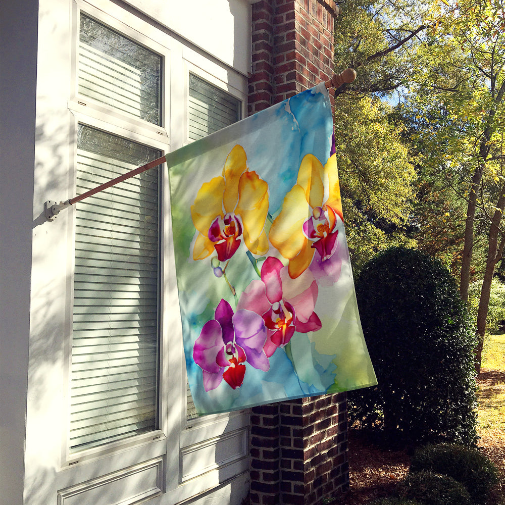 Orchids in Watercolor House Flag