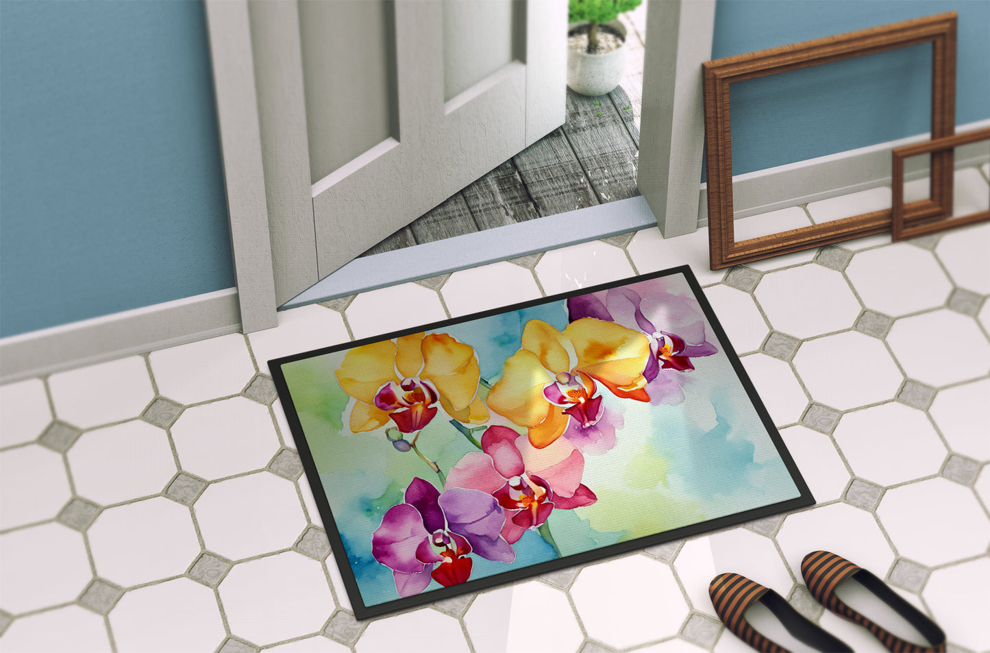 Orchids in Watercolor Doormat