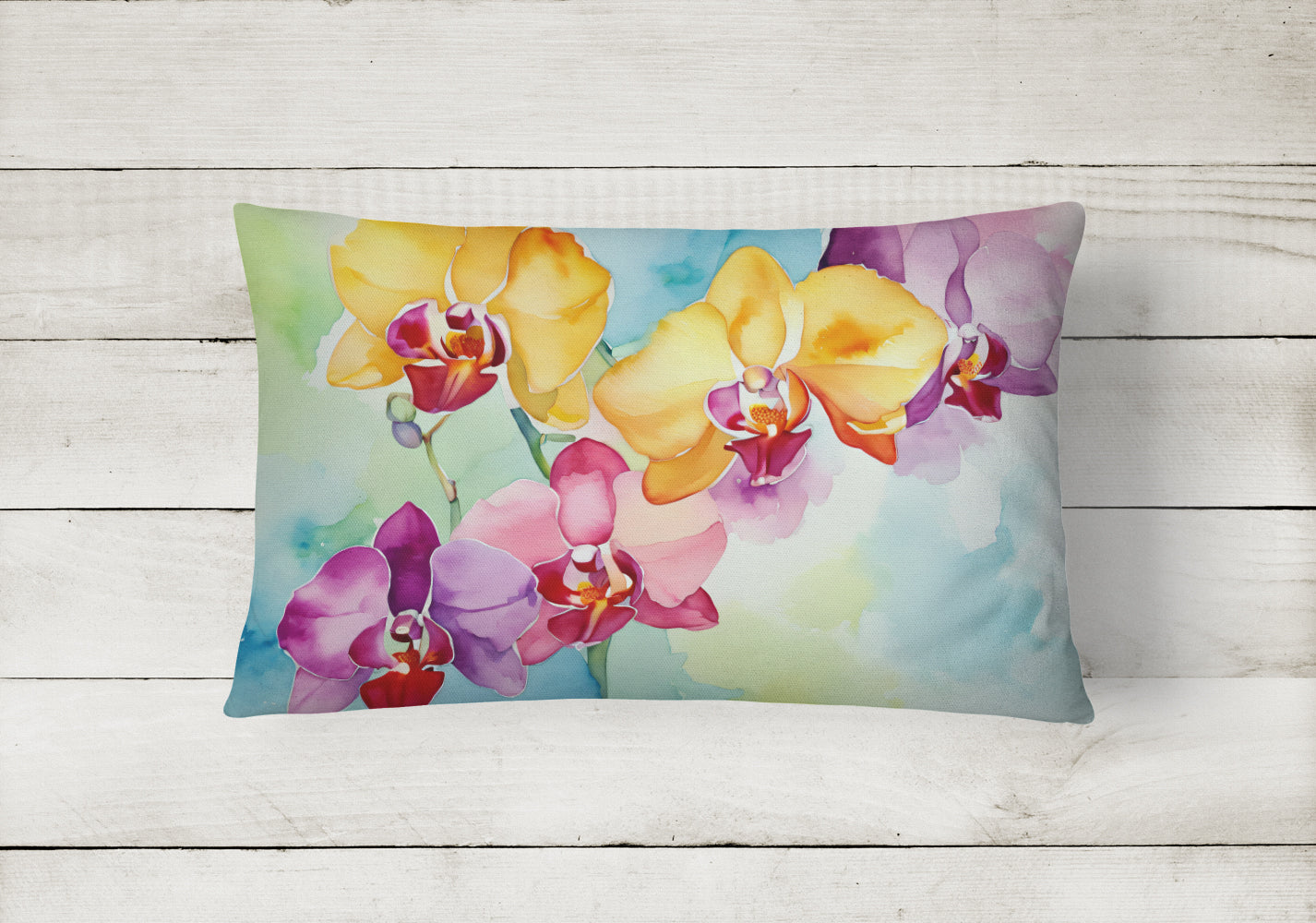 Orchids in Watercolor Throw Pillow