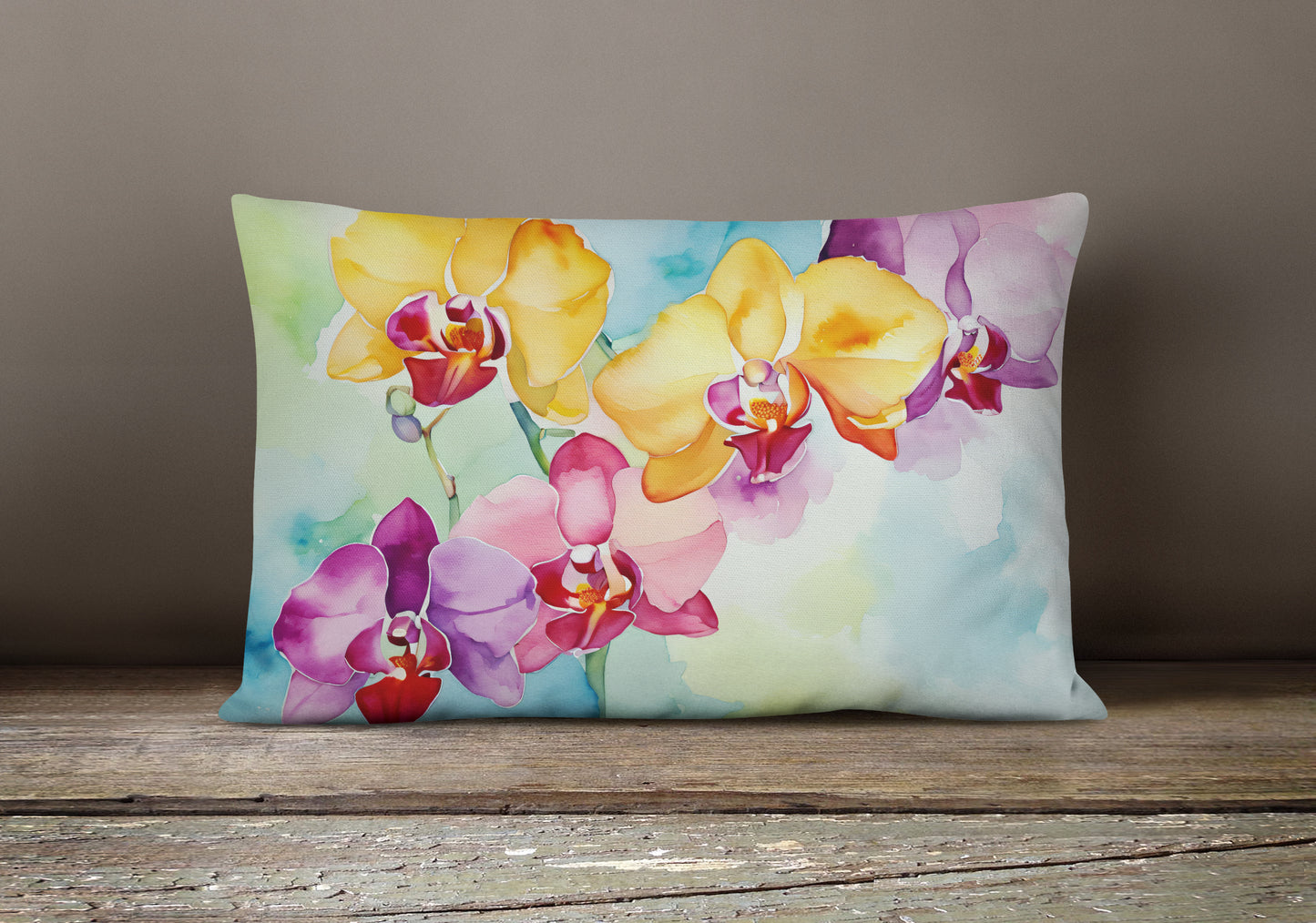 Orchids in Watercolor Throw Pillow