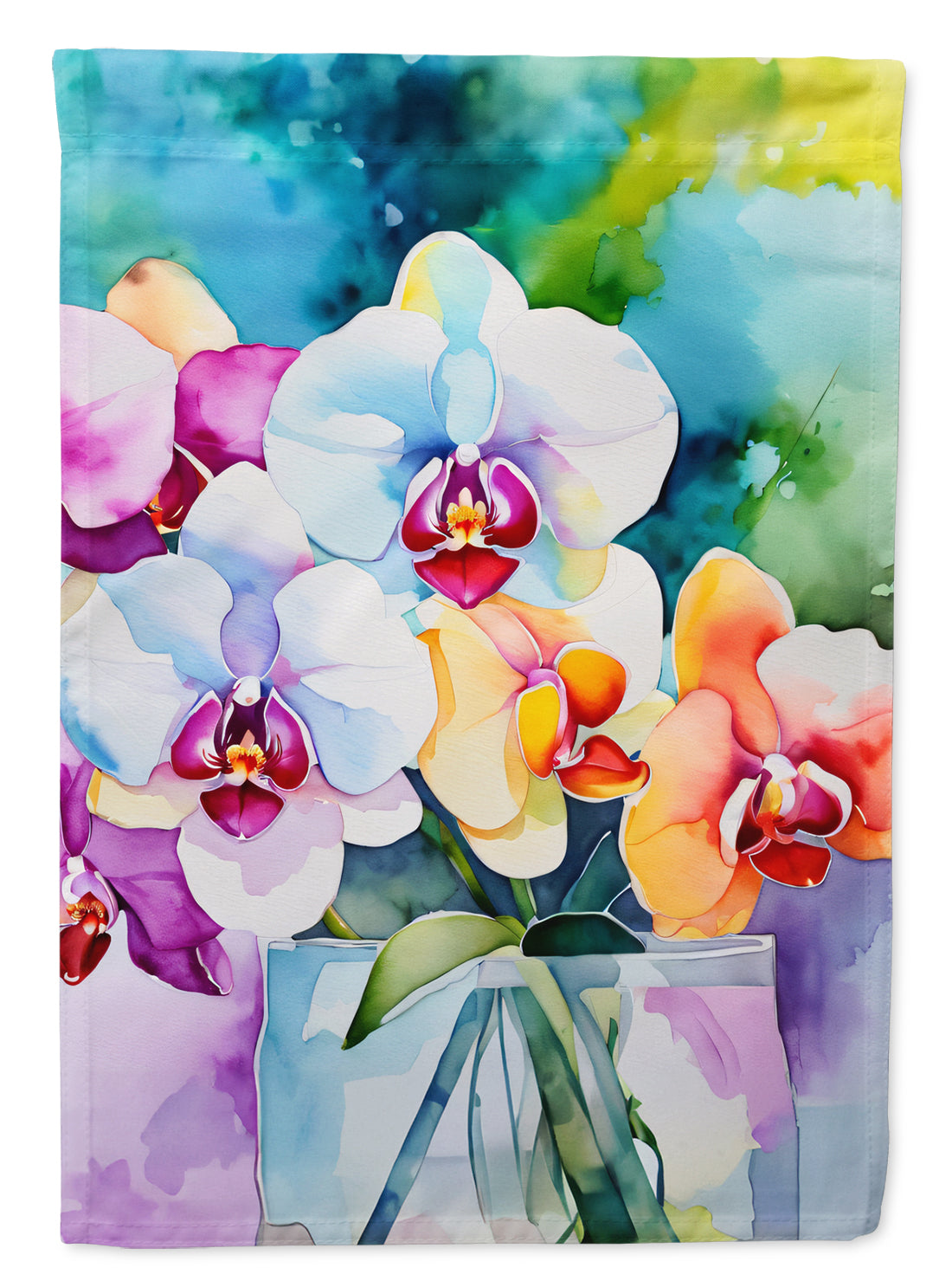 Buy this Orchids in Watercolor House Flag