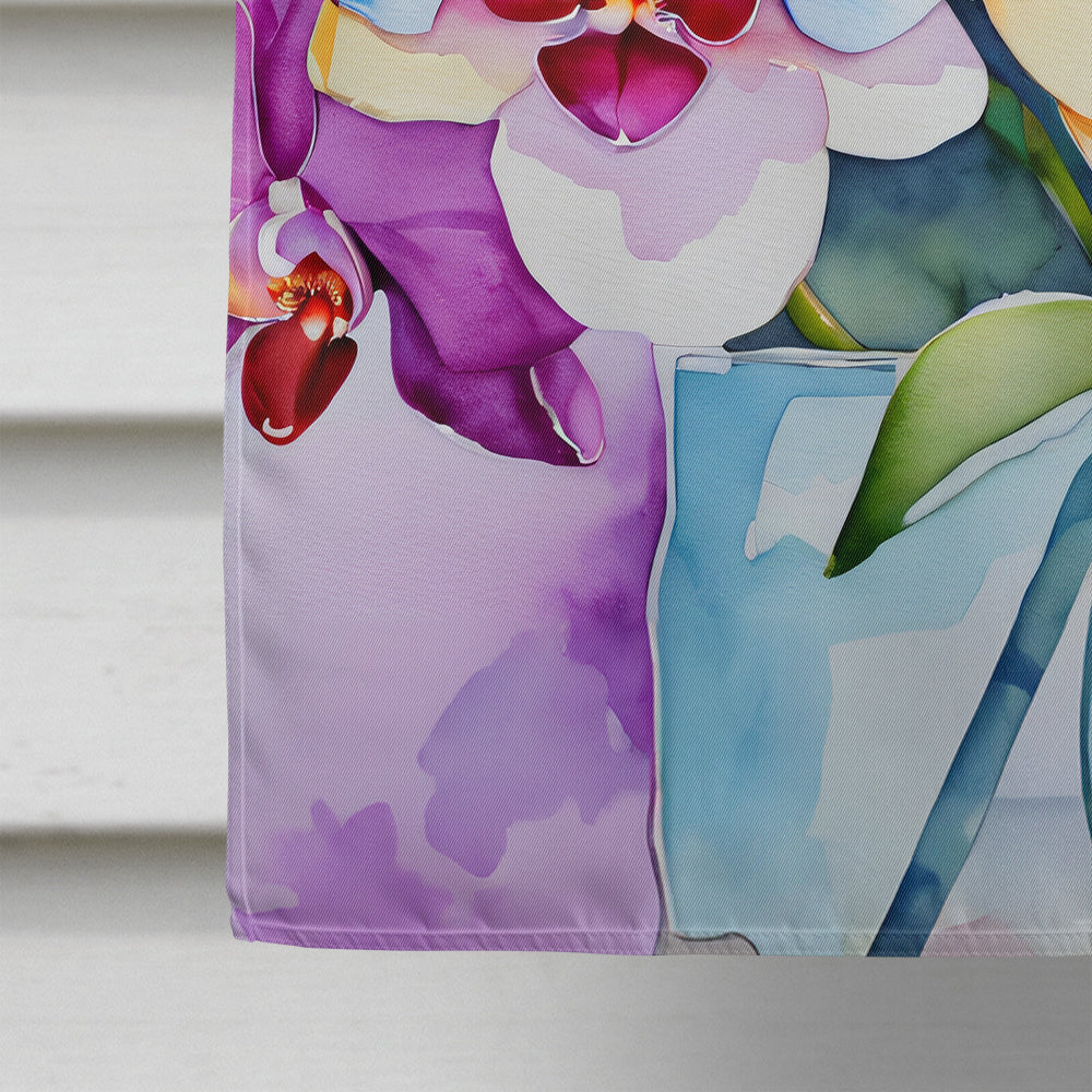 Orchids in Watercolor House Flag