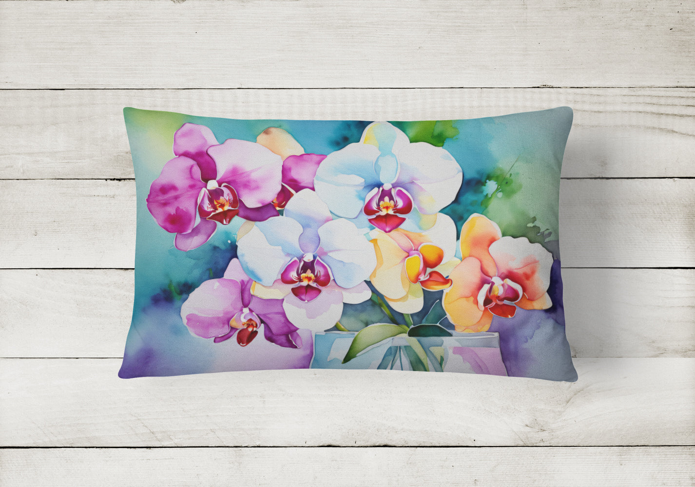 Orchids in Watercolor Throw Pillow