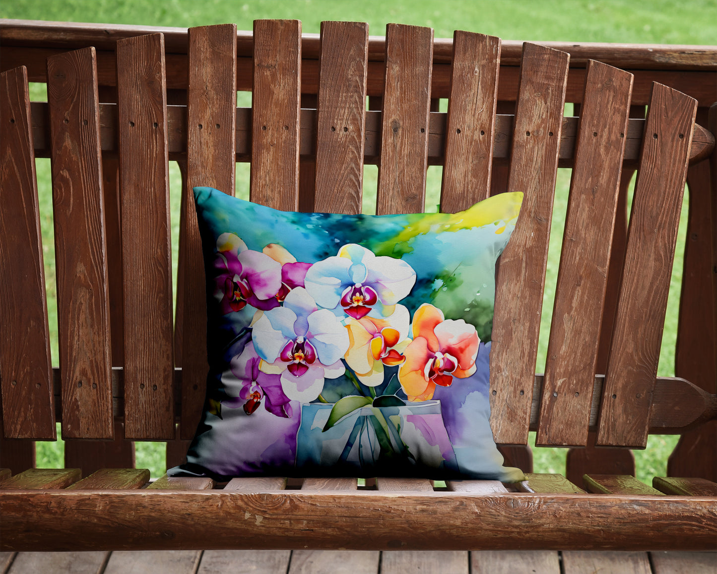 Orchids in Watercolor Throw Pillow