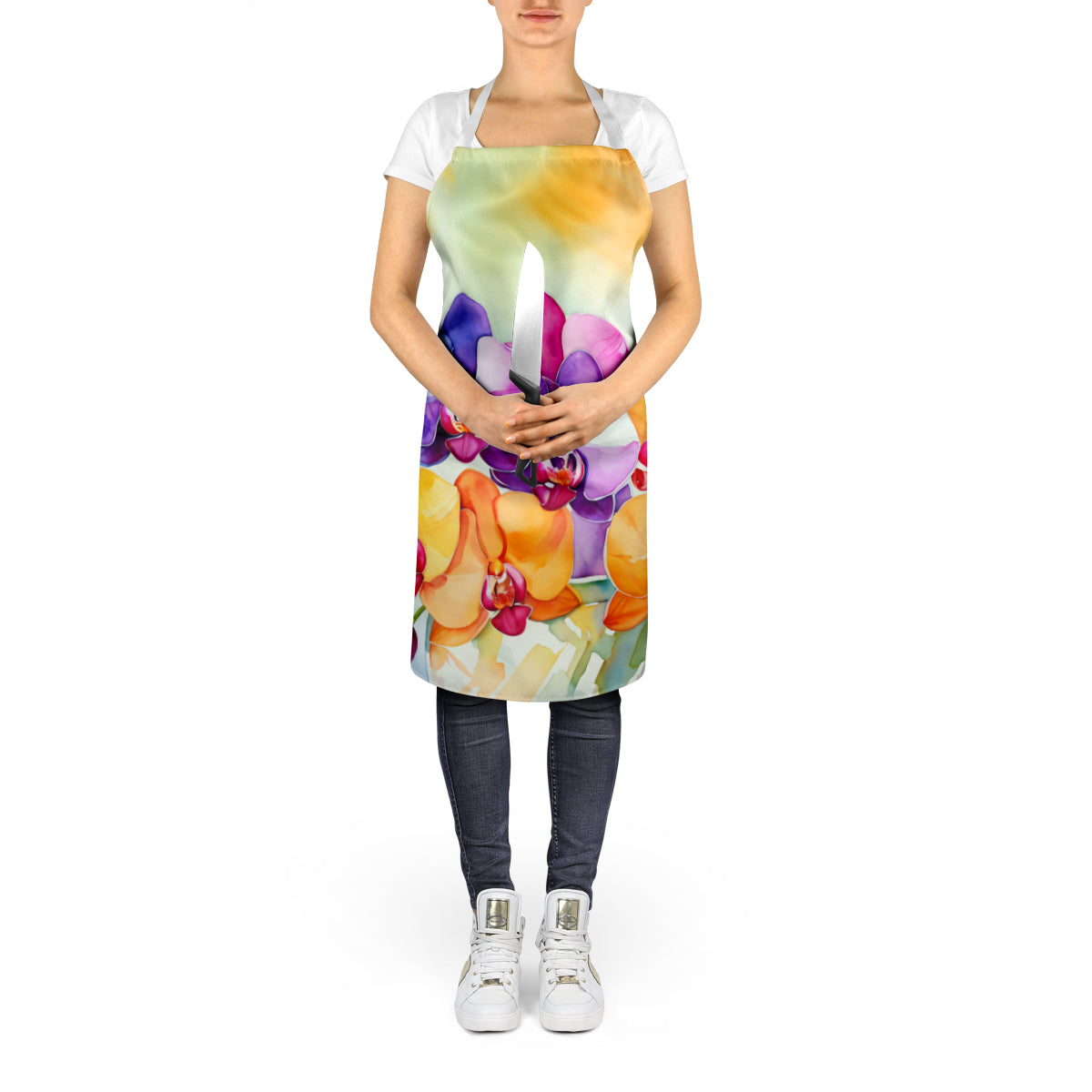 Orchids in Watercolor Apron