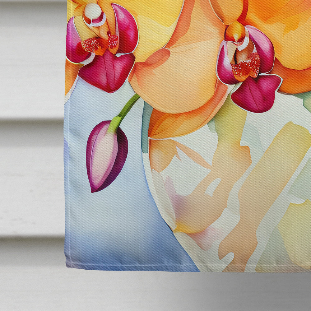 Orchids in Watercolor House Flag
