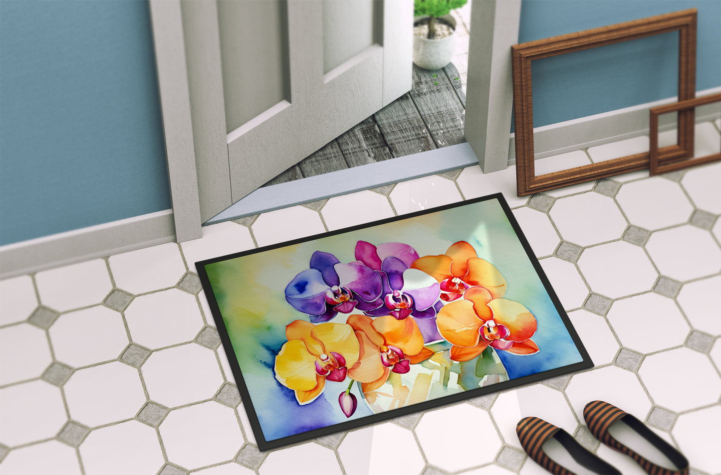 Orchids in Watercolor Doormat