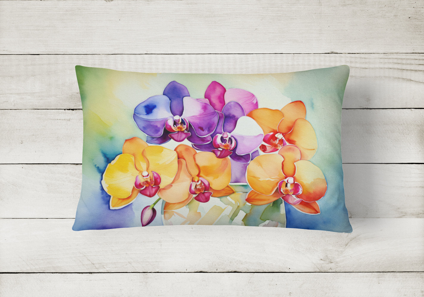 Orchids in Watercolor Throw Pillow