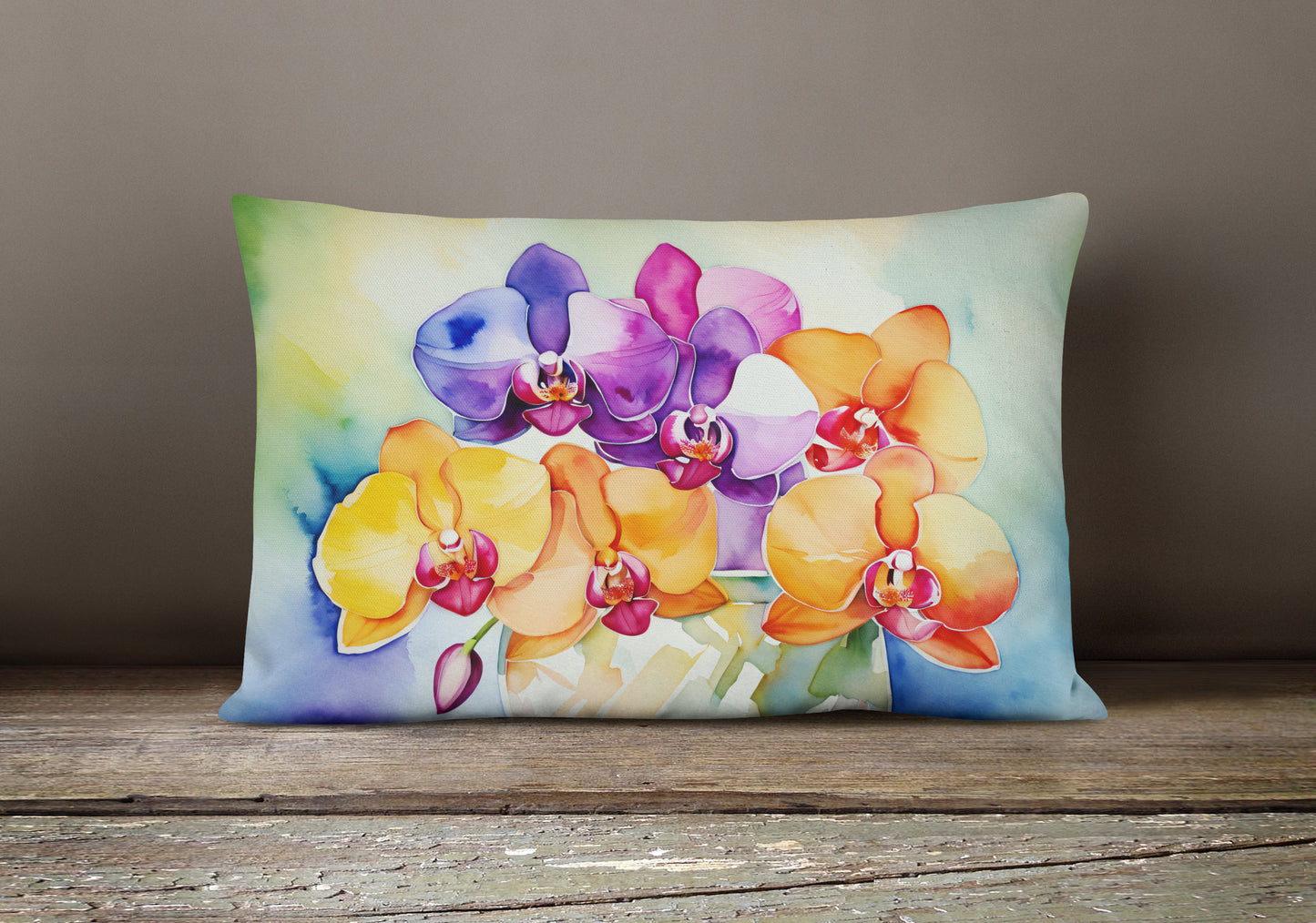 Orchids in Watercolor Throw Pillow