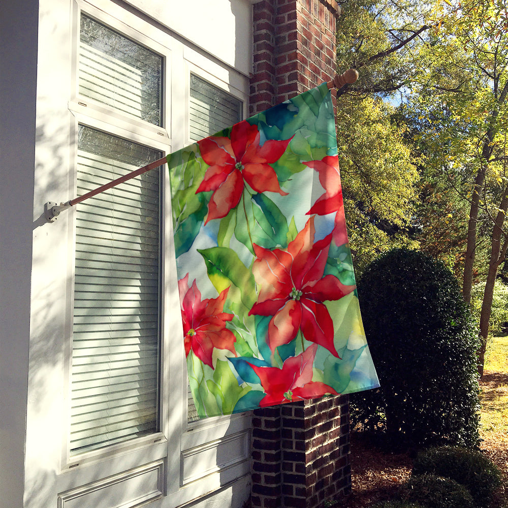 Poinsettias in Watercolor House Flag
