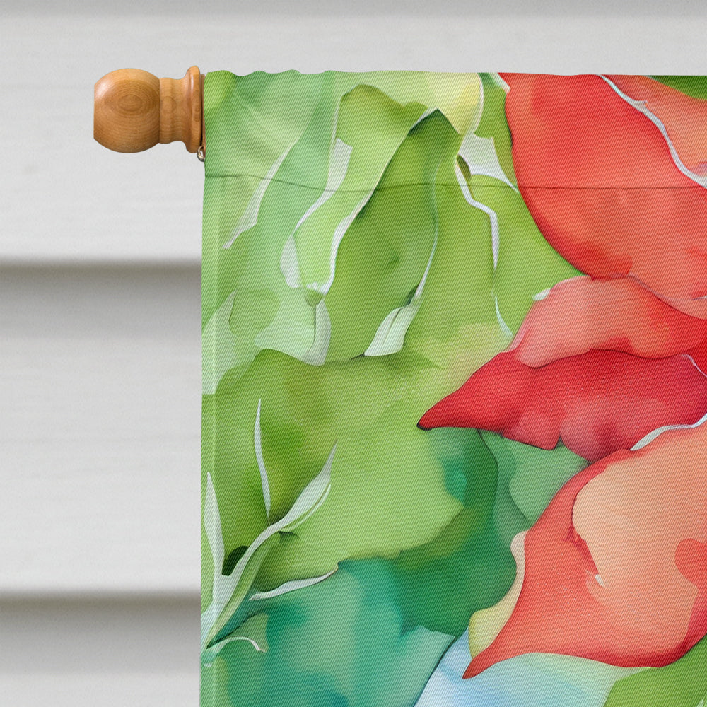 Poinsettias in Watercolor House Flag