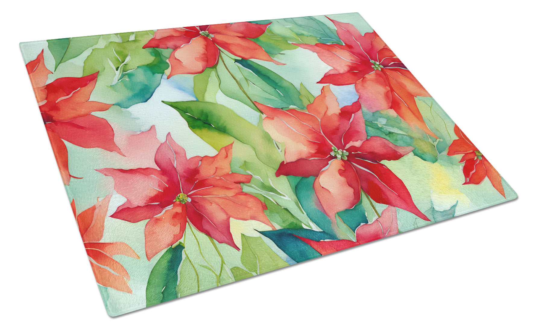 Buy this Poinsettias in Watercolor Glass Cutting Board