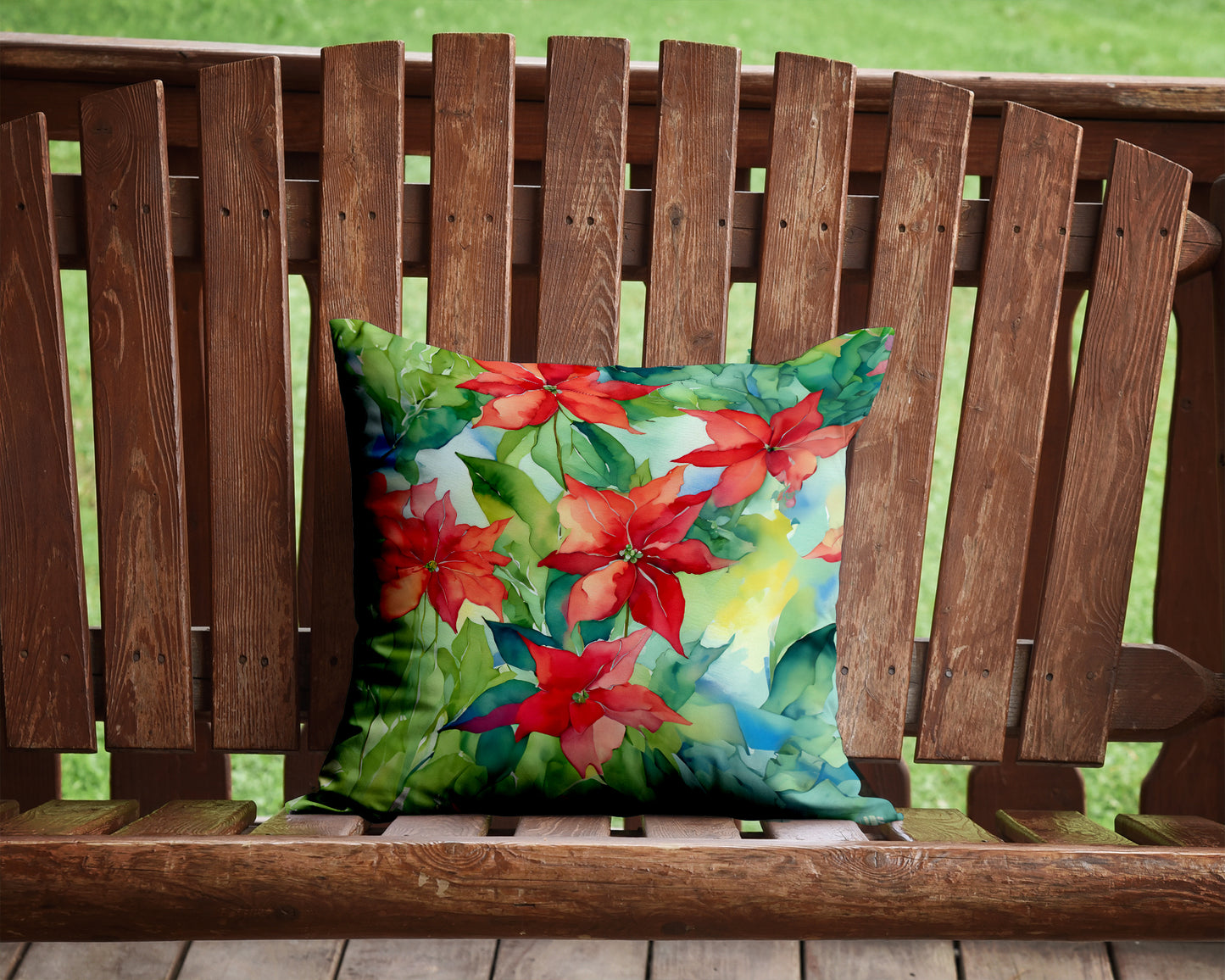 Poinsettias in Watercolor Throw Pillow