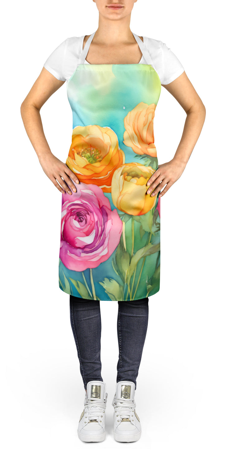 Ranunculus in Watercolor Apron