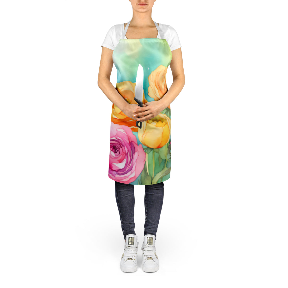 Ranunculus in Watercolor Apron