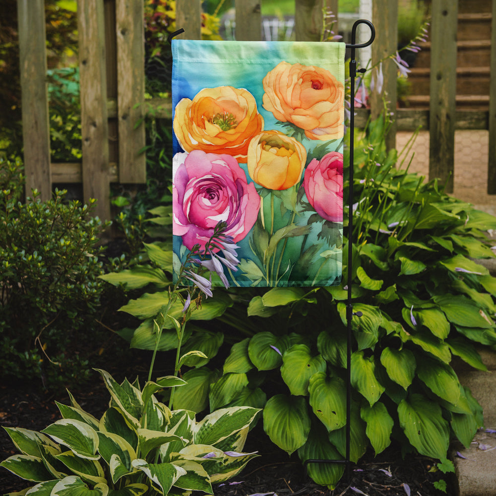 Ranunculus in Watercolor Garden Flag