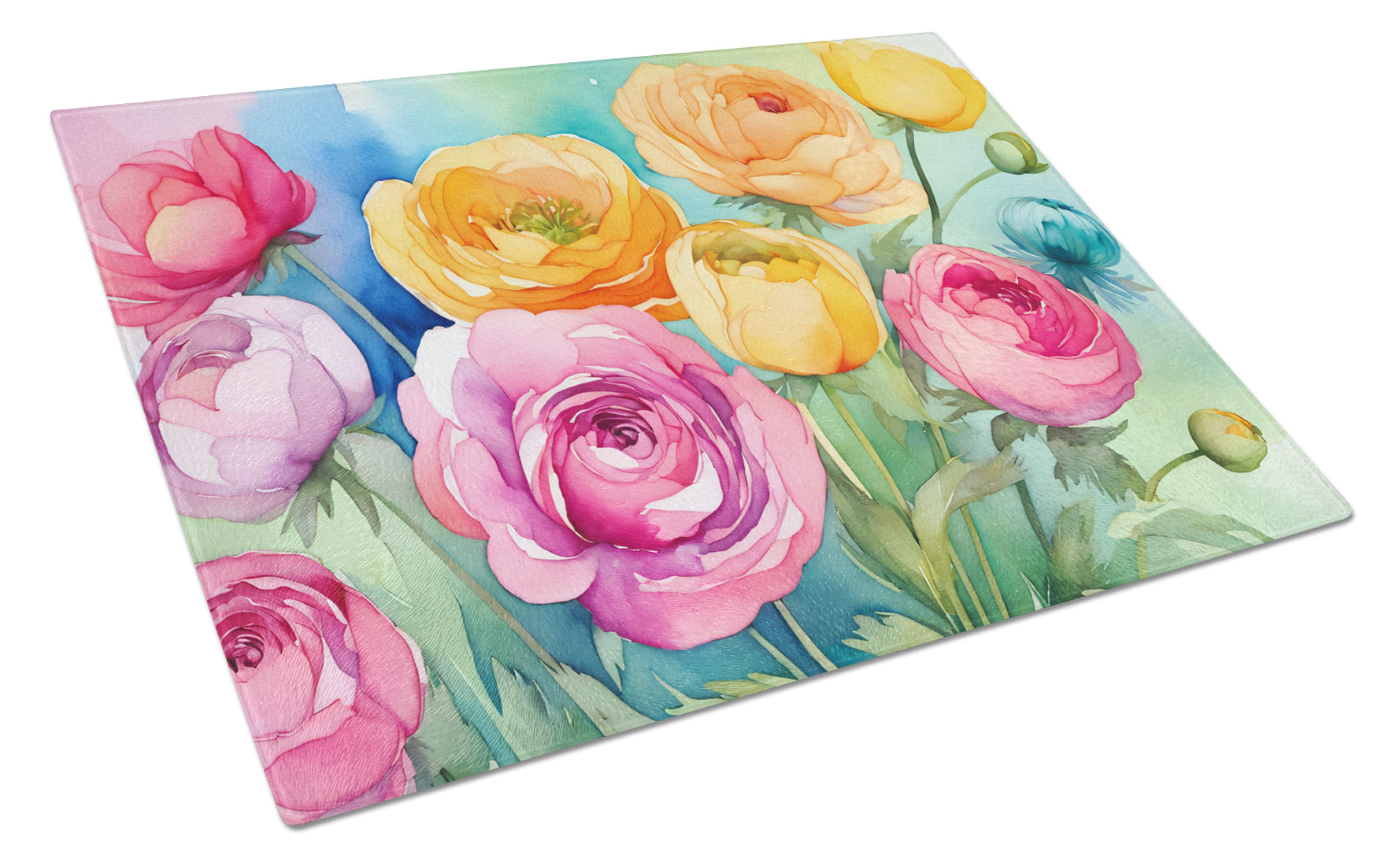 Buy this Ranunculus in Watercolor Glass Cutting Board