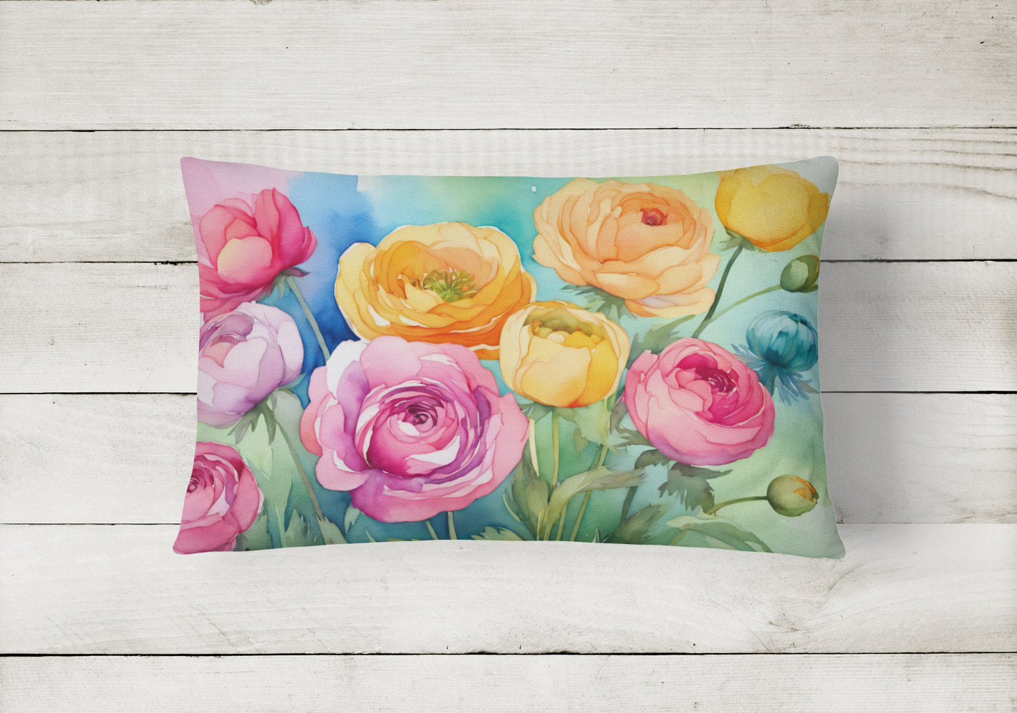 Ranunculus in Watercolor Throw Pillow