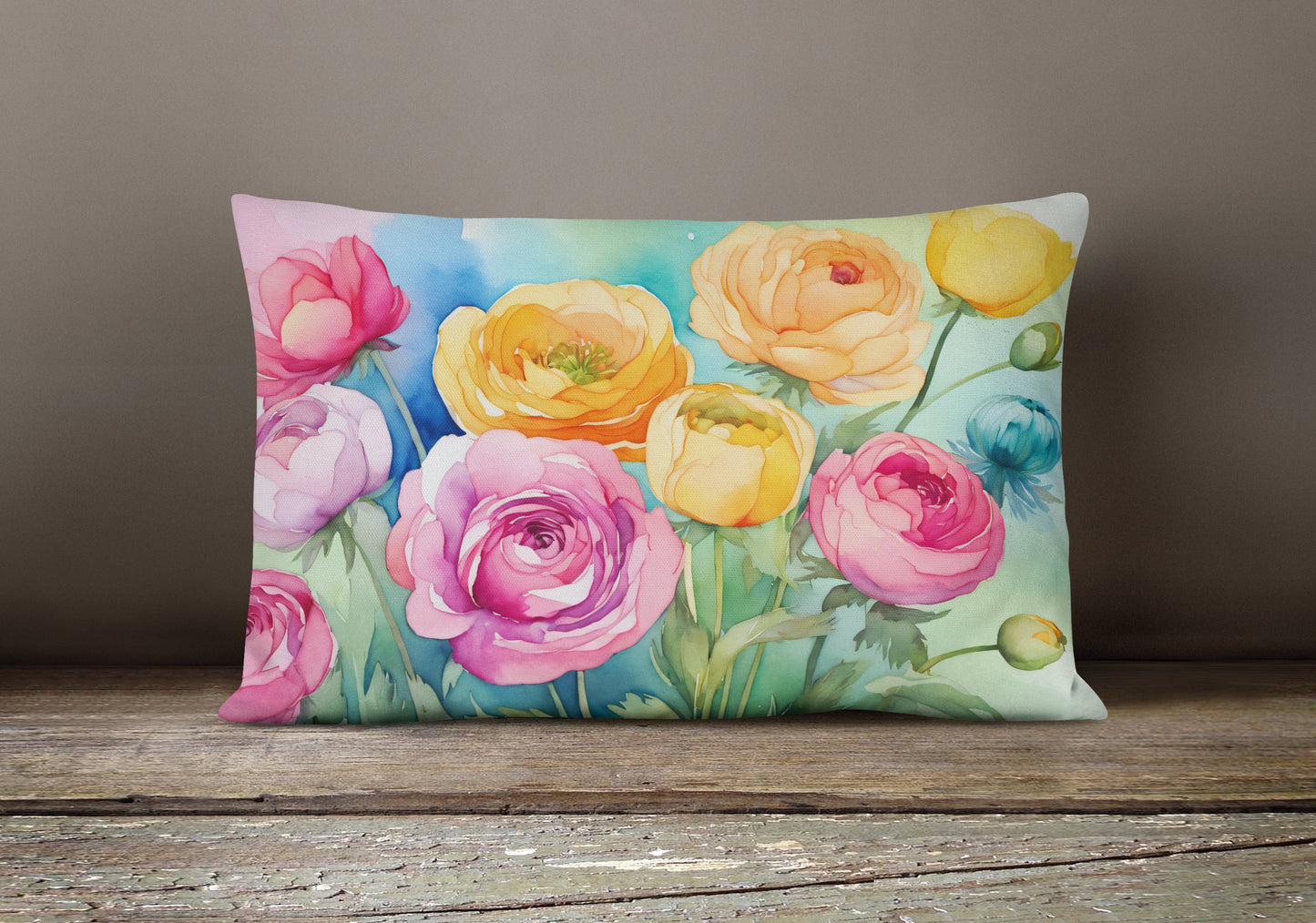 Ranunculus in Watercolor Throw Pillow