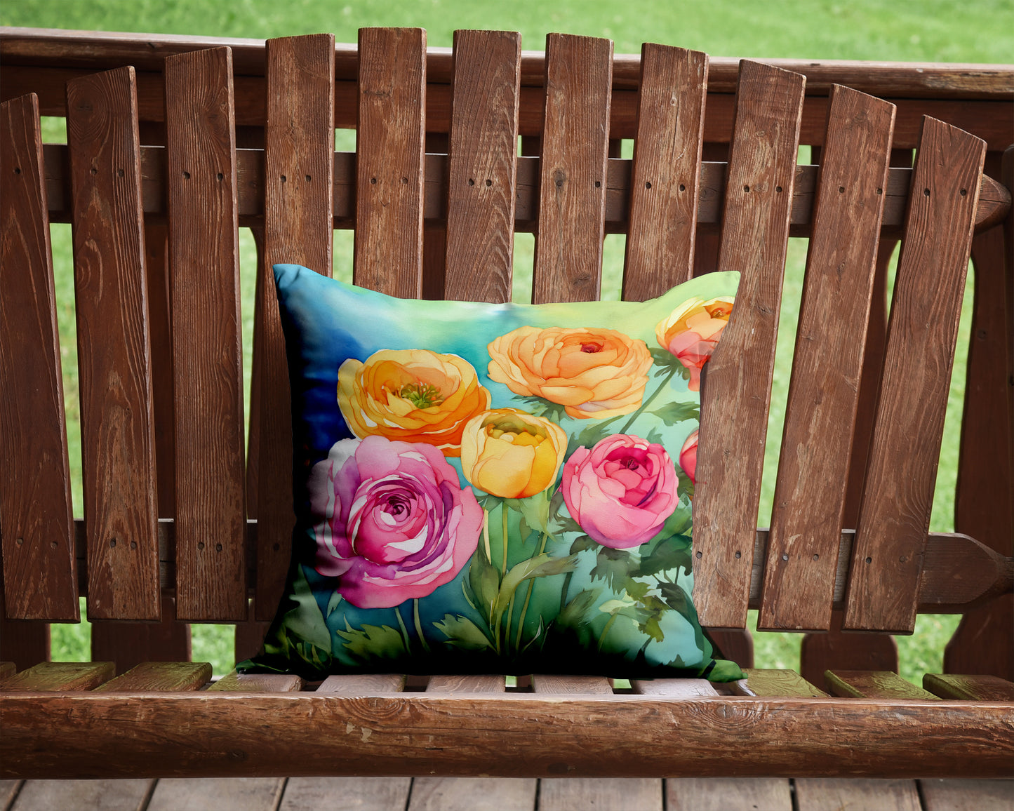 Ranunculus in Watercolor Throw Pillow