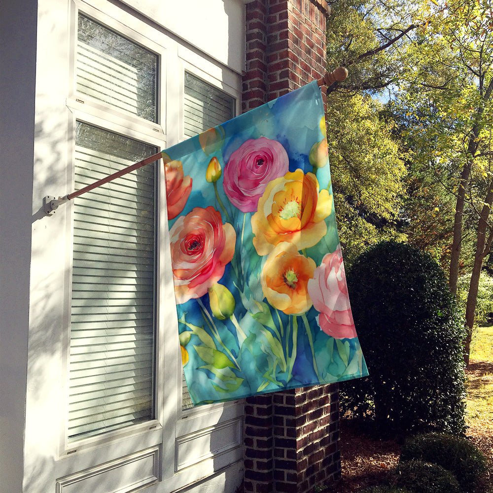 Ranunculus in Watercolor House Flag