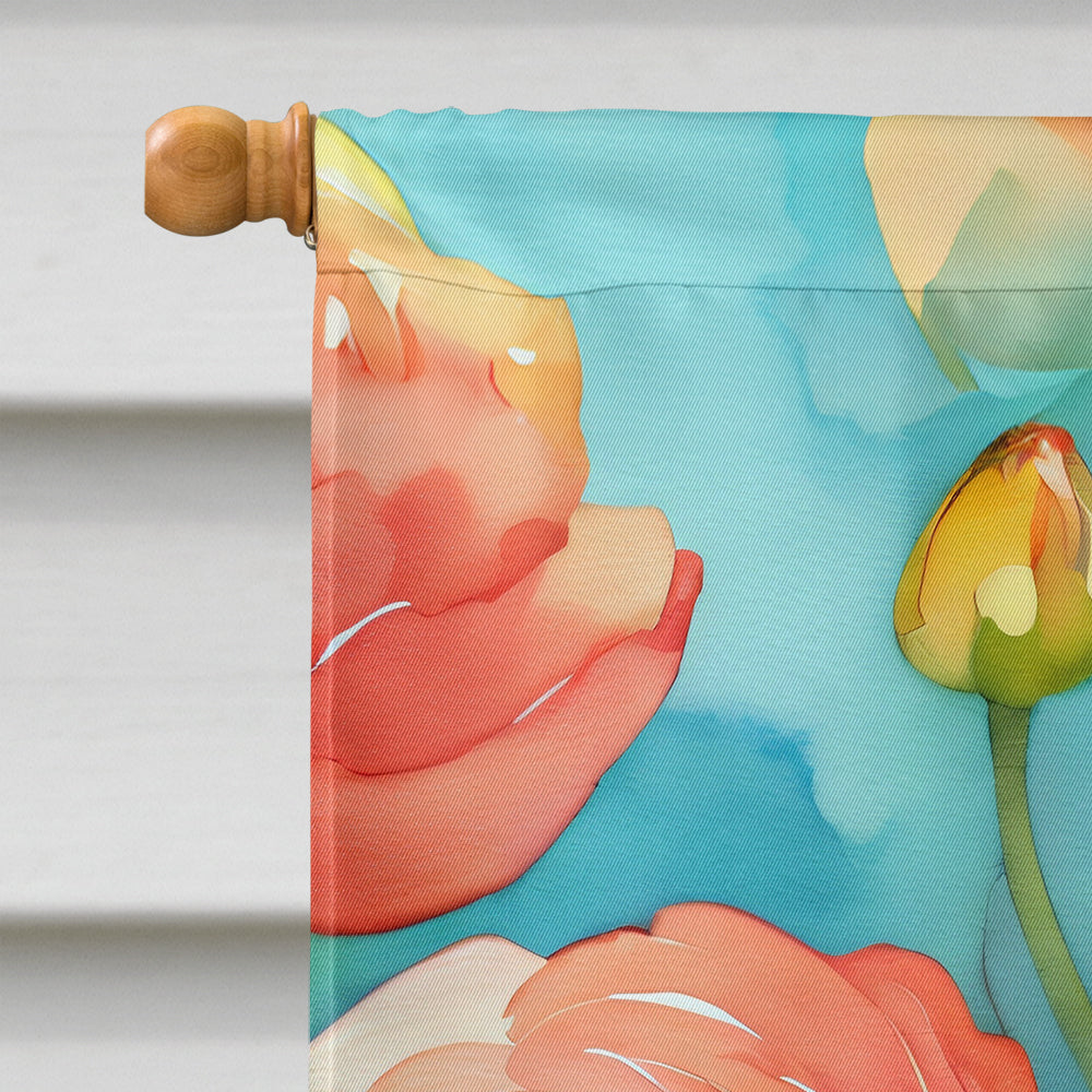 Ranunculus in Watercolor House Flag
