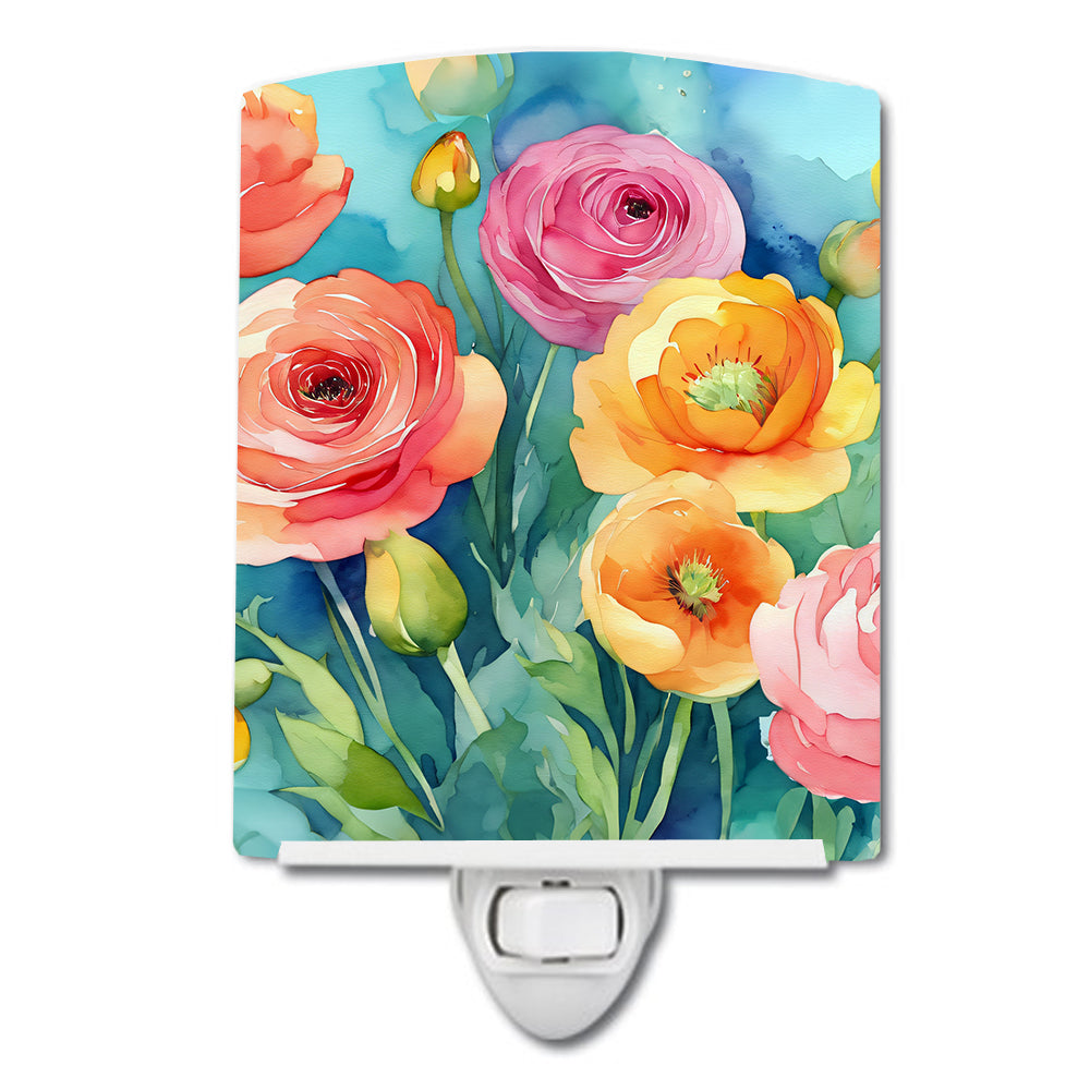 Buy this Ranunculus in Watercolor Ceramic Night Light