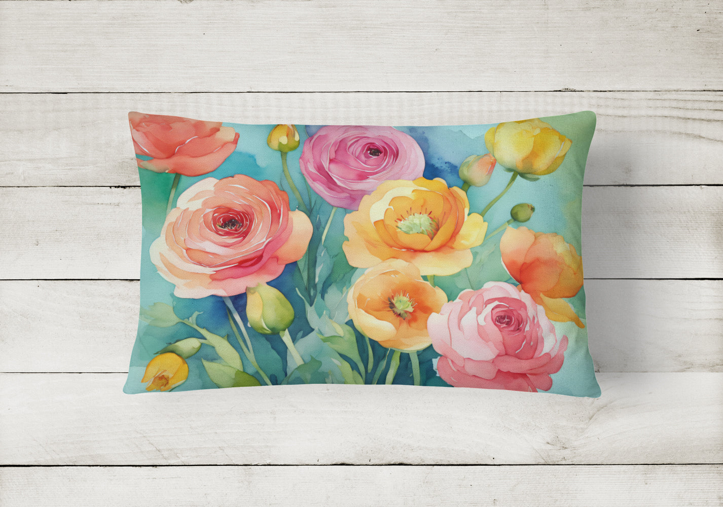 Ranunculus in Watercolor Throw Pillow