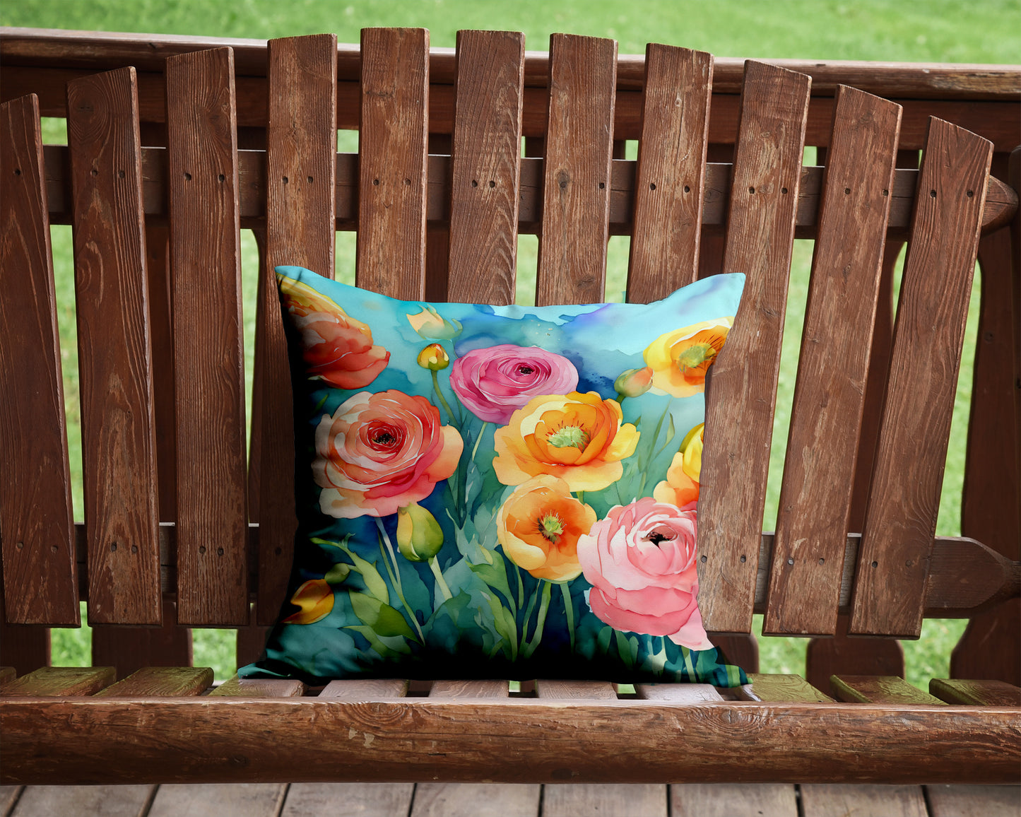 Ranunculus in Watercolor Throw Pillow