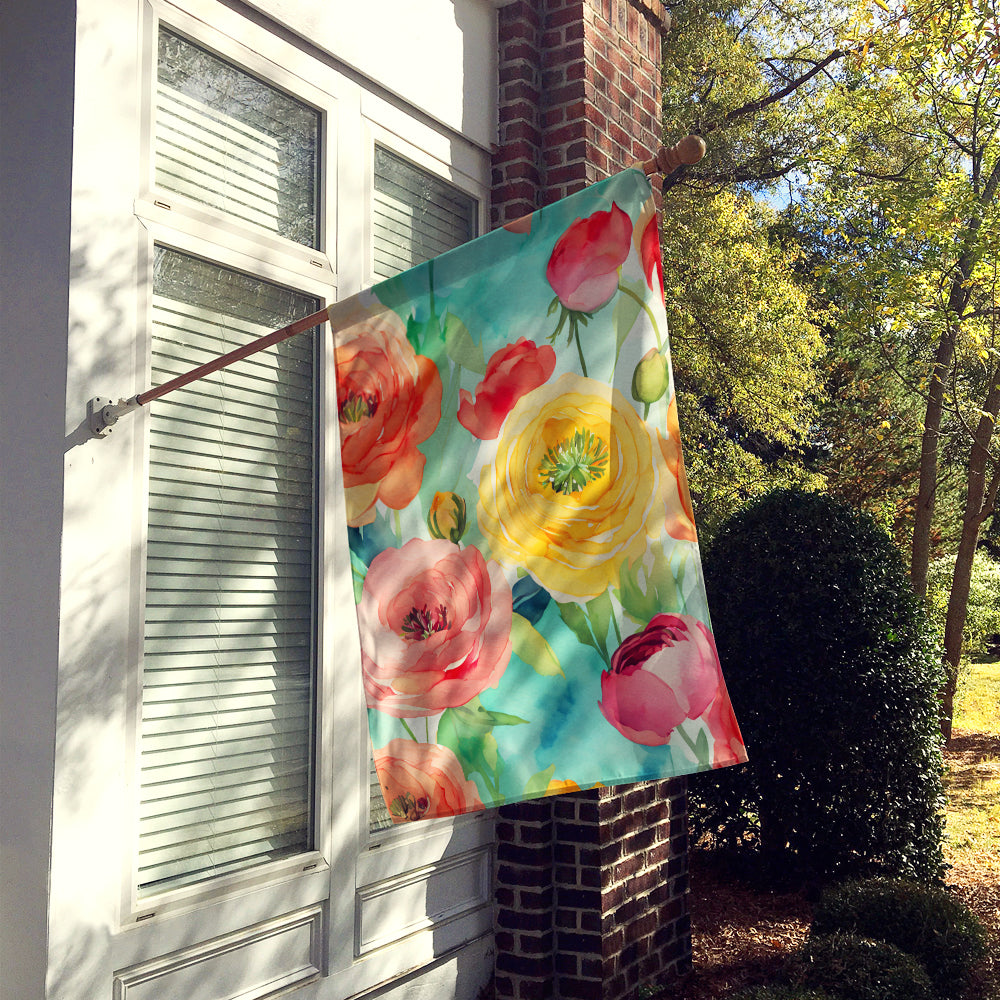 Ranunculus in Watercolor House Flag