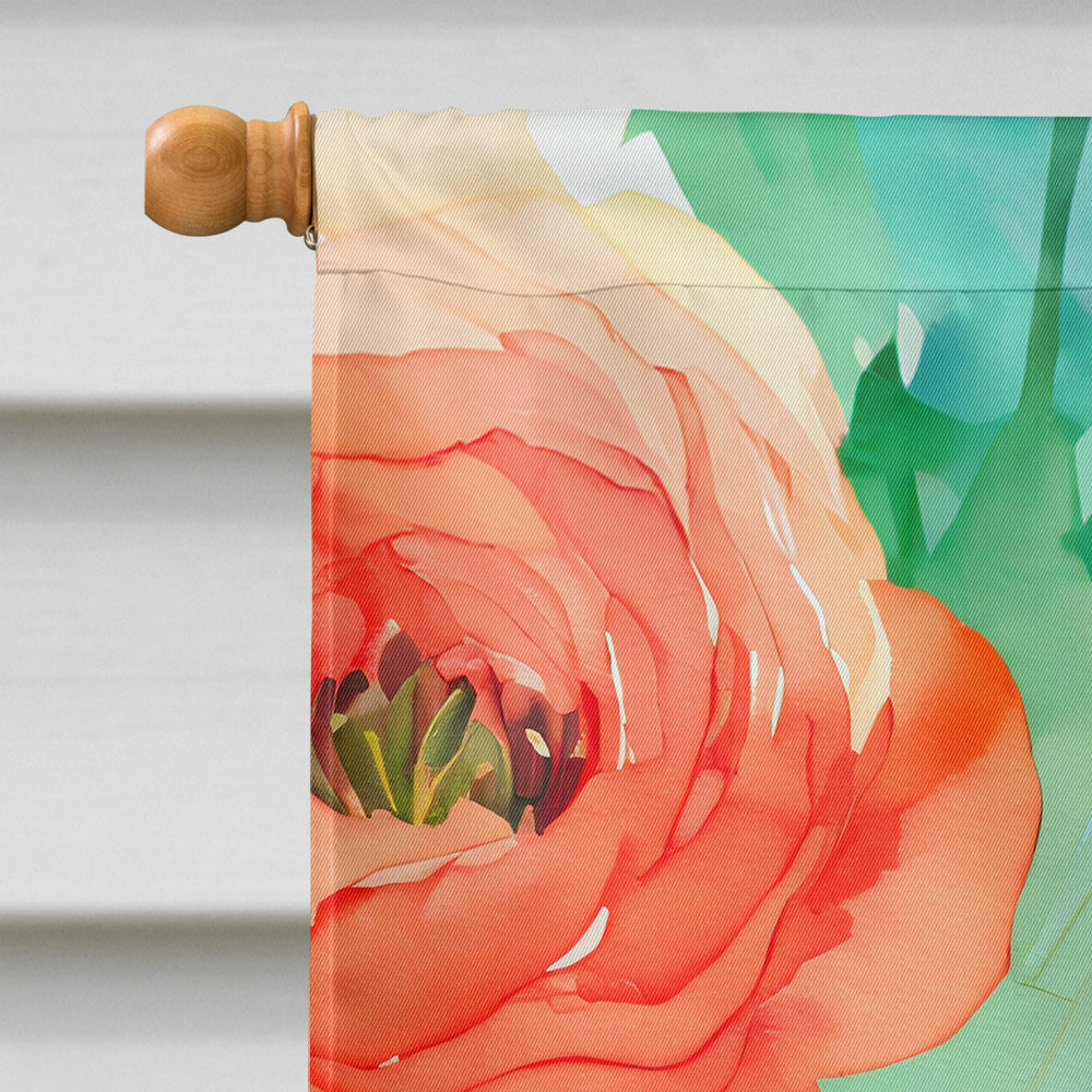 Ranunculus in Watercolor House Flag