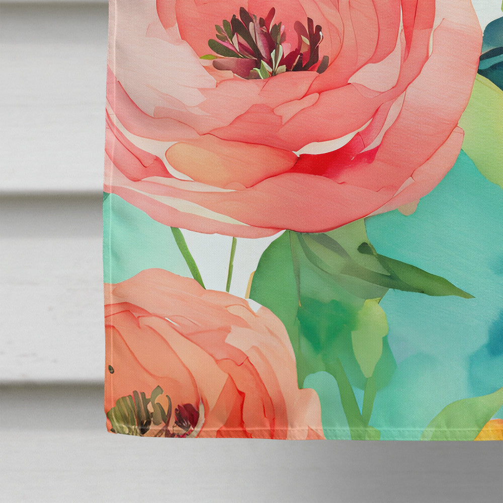 Ranunculus in Watercolor House Flag