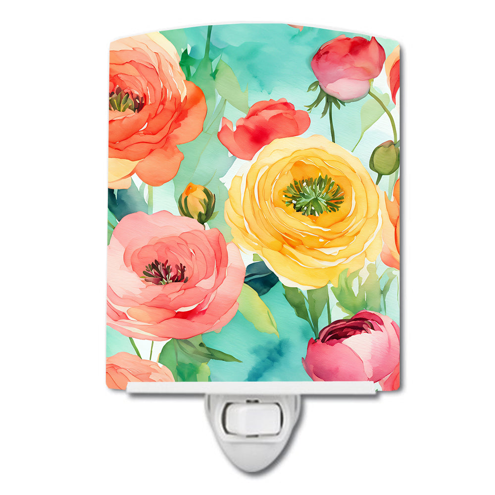 Buy this Ranunculus in Watercolor Ceramic Night Light