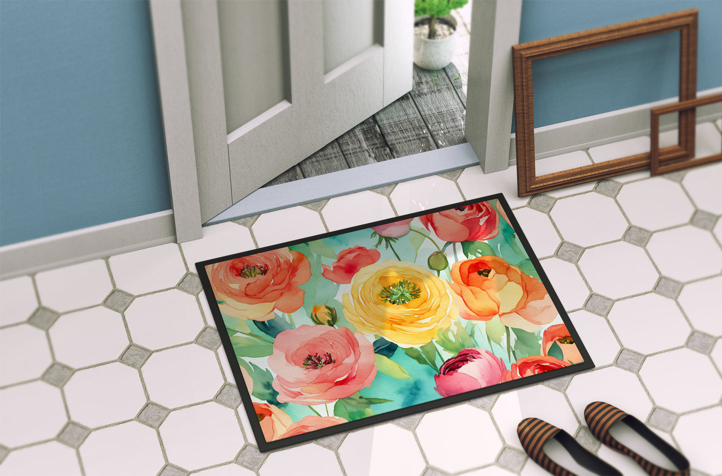 Ranunculus in Watercolor Doormat