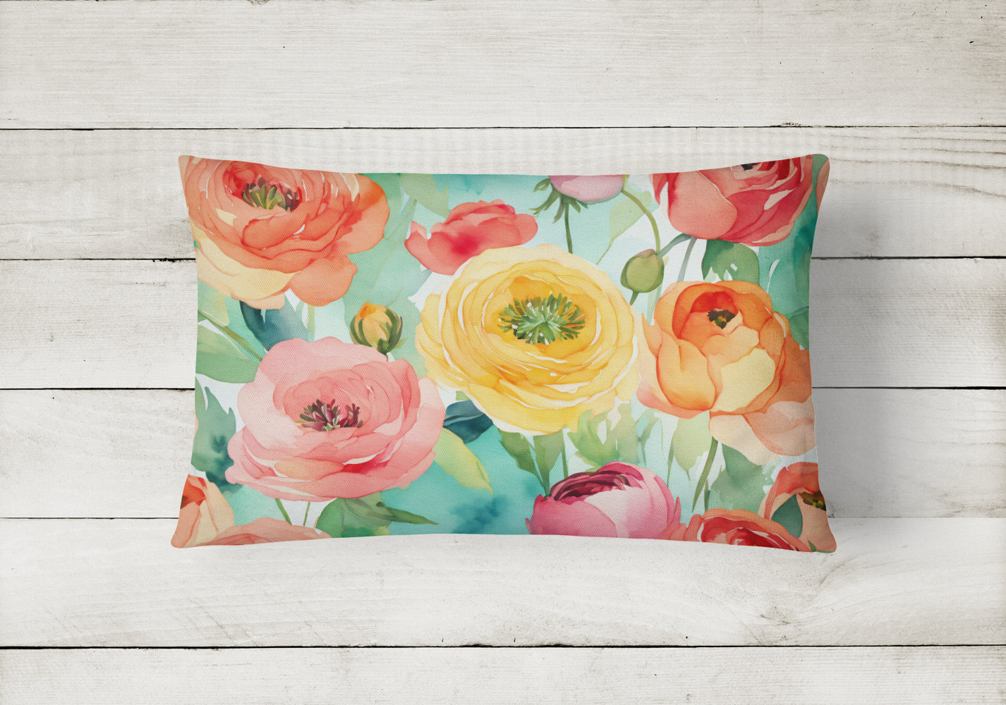 Ranunculus in Watercolor Throw Pillow