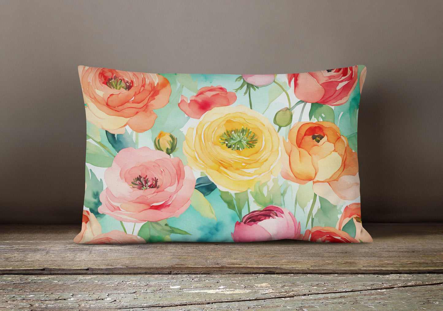 Ranunculus in Watercolor Throw Pillow