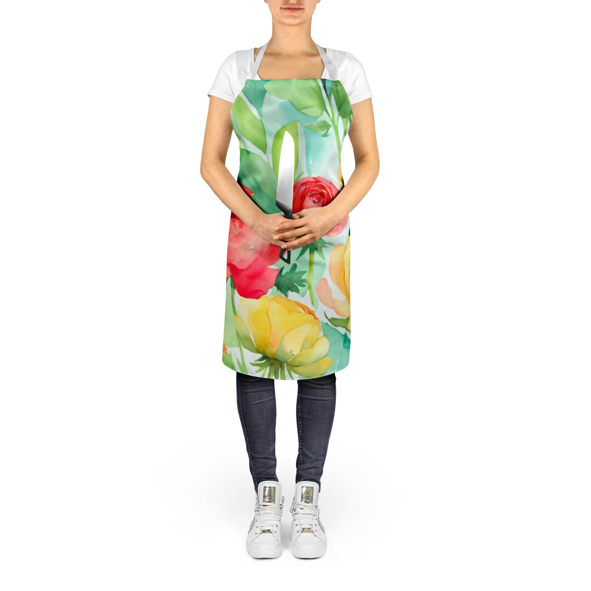 Ranunculus in Watercolor Apron