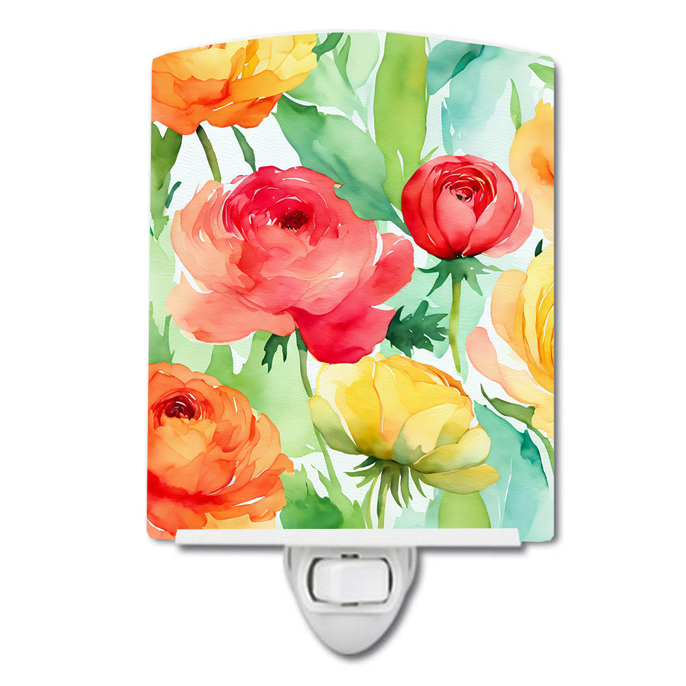 Buy this Ranunculus in Watercolor Ceramic Night Light