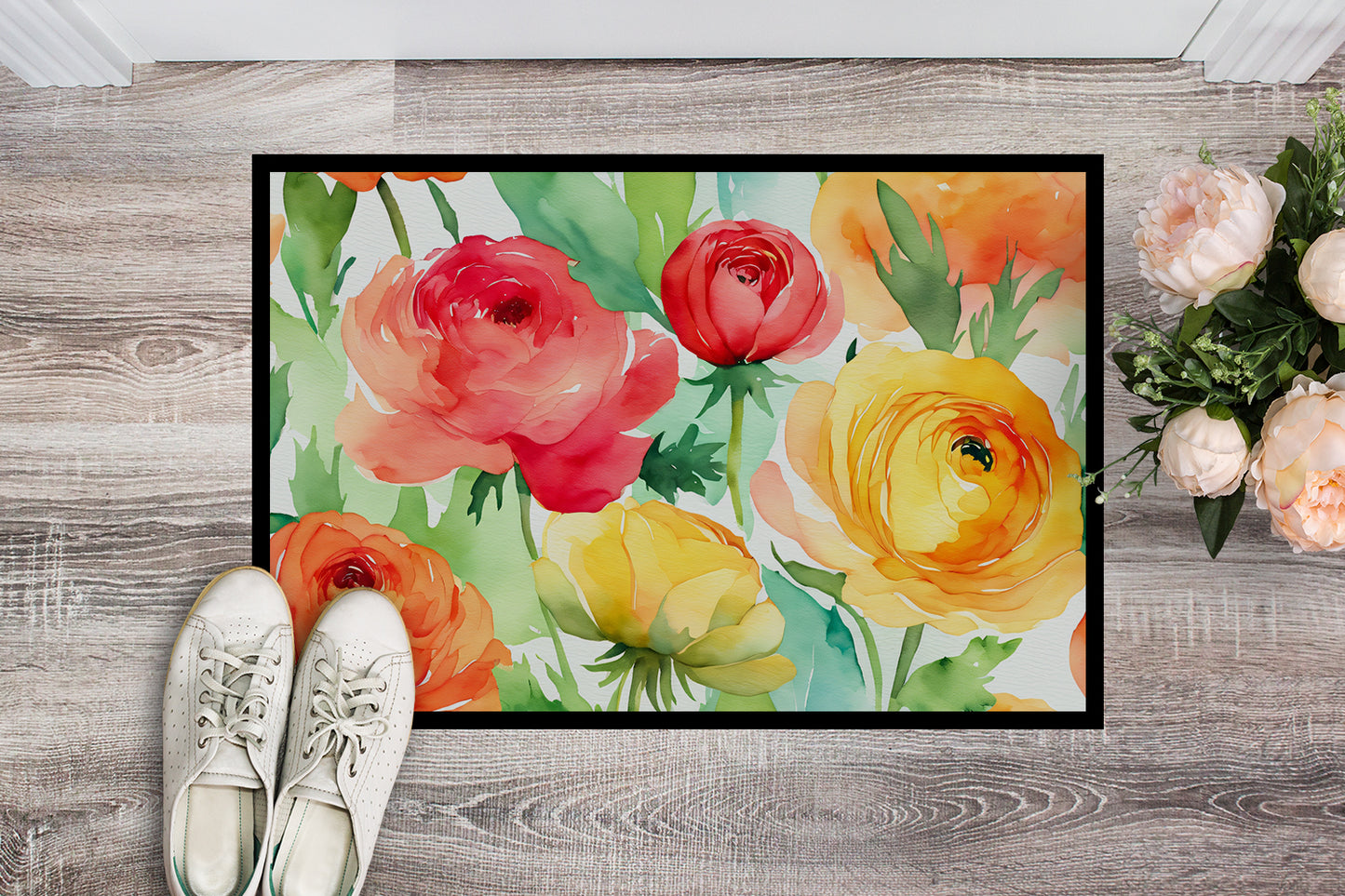 Ranunculus in Watercolor Doormat