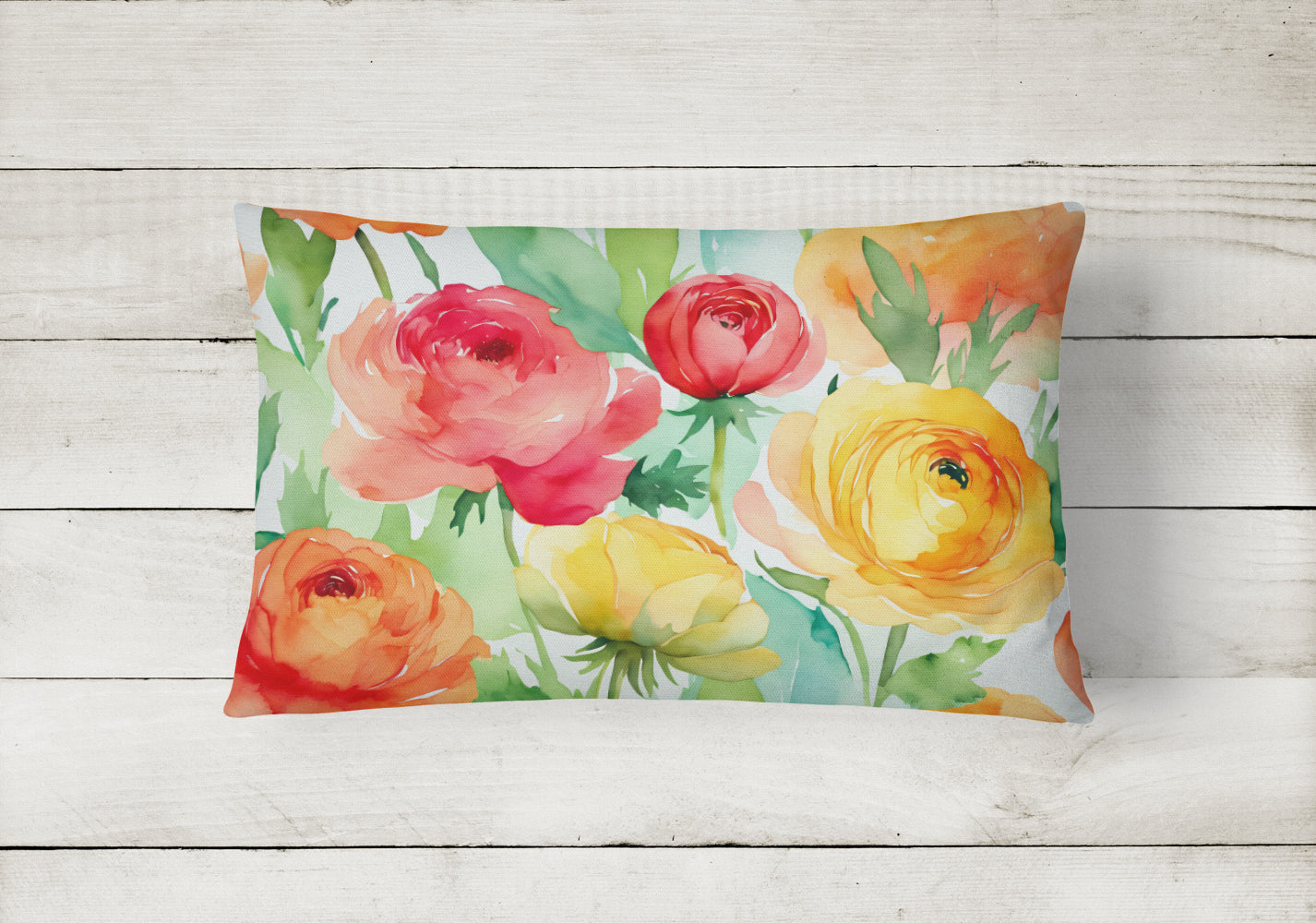 Ranunculus in Watercolor Throw Pillow