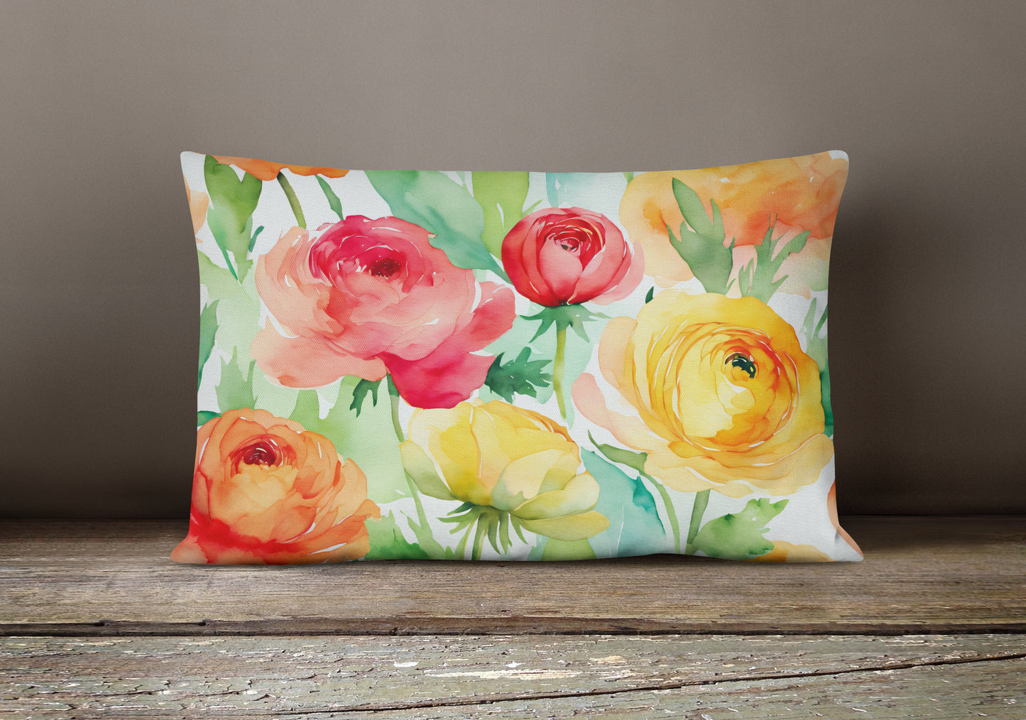 Ranunculus in Watercolor Throw Pillow