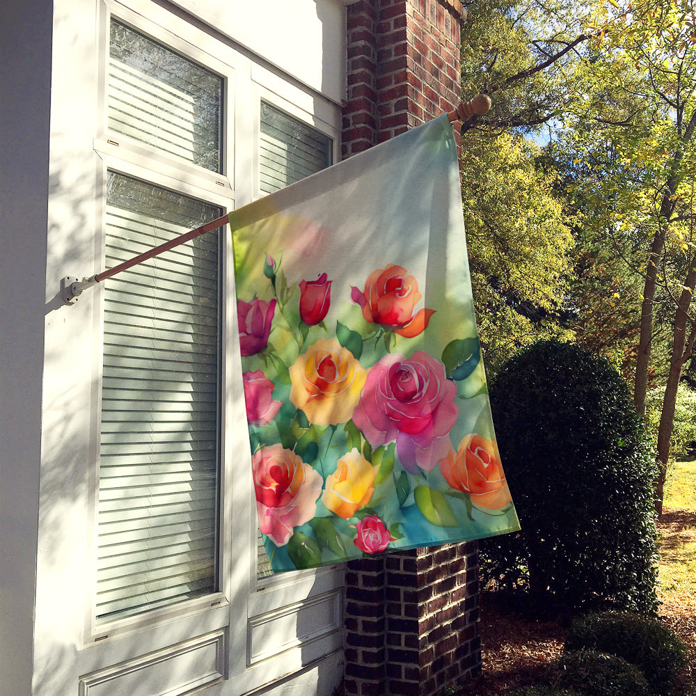 Roses in Watercolor House Flag