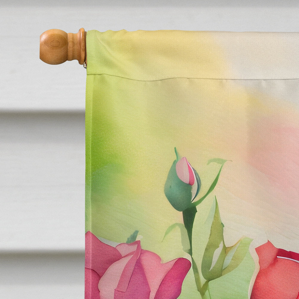 Roses in Watercolor House Flag