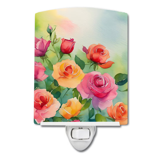 Buy this Roses in Watercolor Ceramic Night Light